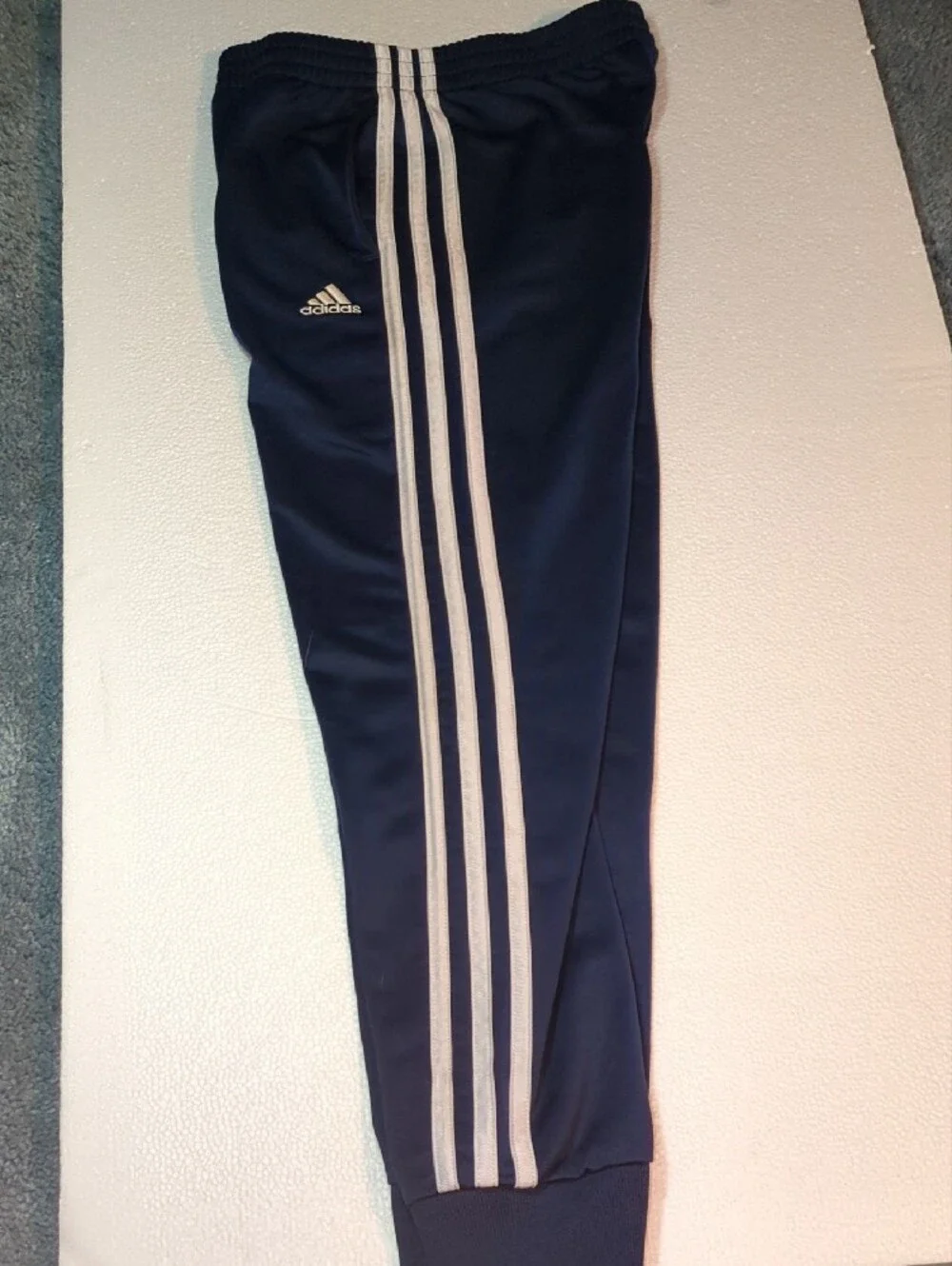 Adidas Kids Navy Blue Joggers with White Three-Stripes 7T
